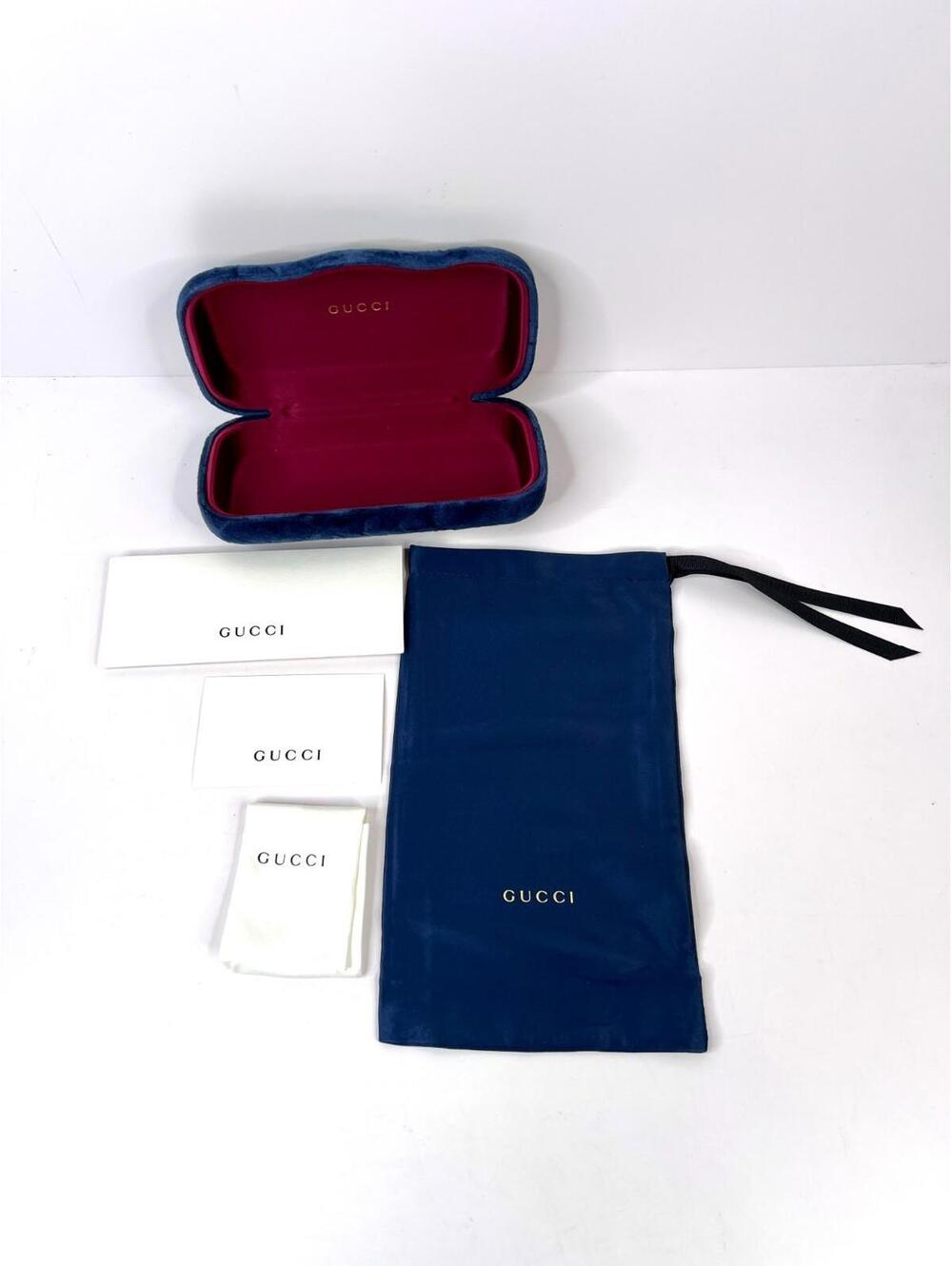 Gucci Sunglasses Eyeglasses Blue Velvet Eyewear Case ONLY, Cloth, & Dust Bag